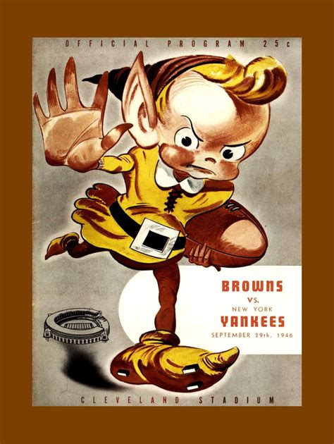 Vintage Cleveland Browns Football Poster 1946 Program Cover Art Print