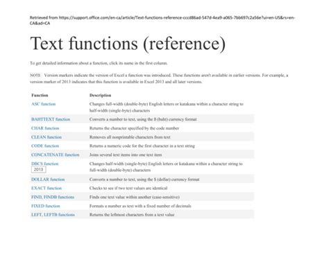 Text functions