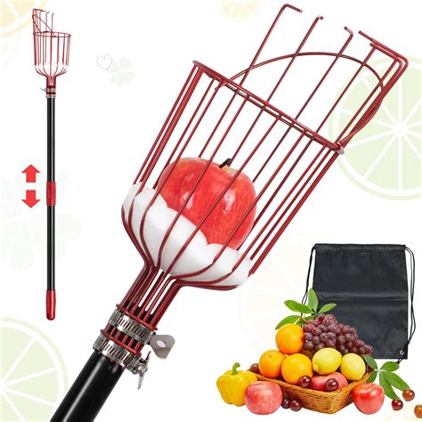 Fruit Picker Pole With Basket Adjustable Fruits Picker