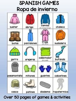 Games in SPANISH - Ropa de invierno / winter clothes - clothing by Vari ...