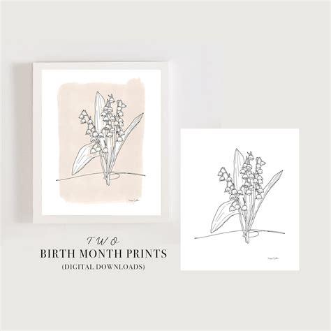 May Birth Flower, Line Art, Floral Illustration, Kids Room Art, Birth ...