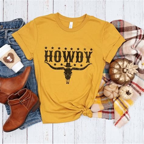 Boho Cow Skull Shirt Howdy Shirt Cowgirl Cowboy Shirt Bull Etsy