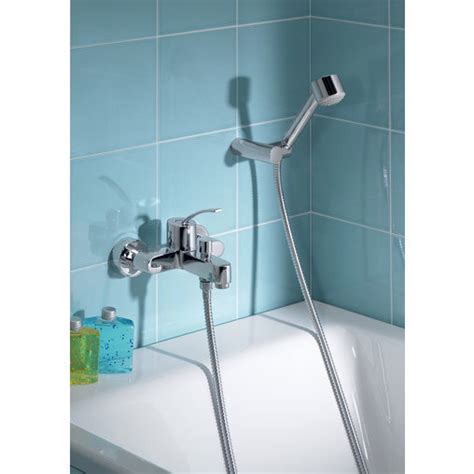 Roca Moai Chrome Wall Mounted Bath Shower Mixer And Kit Online Now