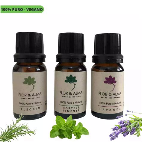 Kit Mais Pedido 3 óleos essenciais Alecrim Lavanda e Hortelã Pimenta