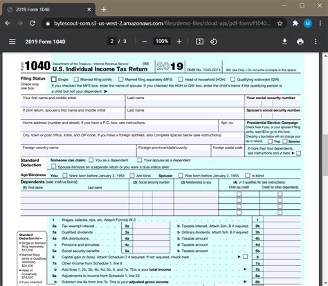 Irs 1040 Form 2019 Pdf