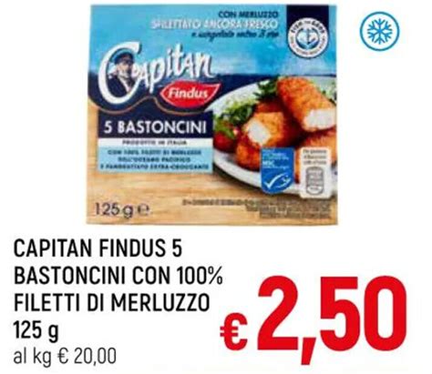 CAPITAN FINDUS 5 BASTONCINI CON 100 FILETTI DI MERLUZZO 125 G Offerta