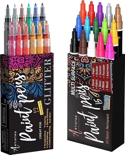 Amazon Artistro Acrylic Glitter Paint Markers Extra Fine Tip