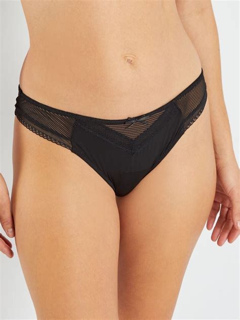 Braguita brasileña de microfibra calada Envie de lingerie negro