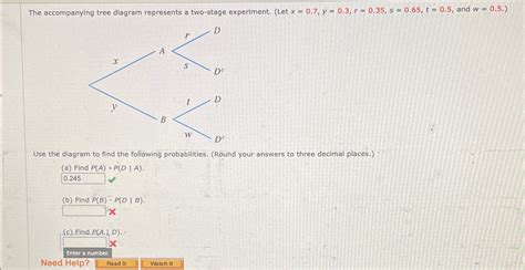 Solved The Accompanying Tree Diagram Represents A Two Stage Chegg