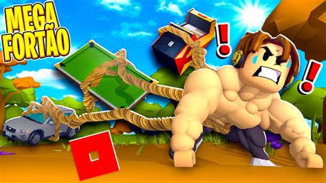 Roblox FIQUEI GIGANTE E PUXEI MEGA PESOSStrongman Simulator YouTube