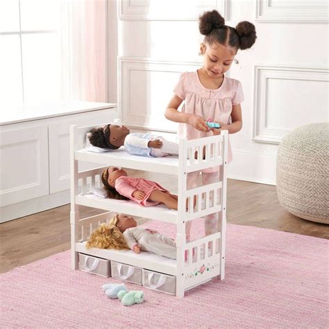 Badger Basket Convertible Doll Bunk Bed With Bedding And Baskets