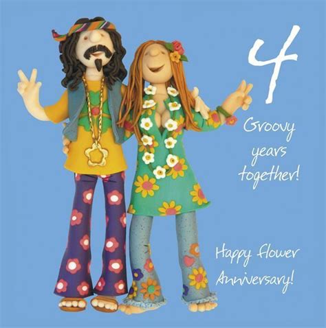 £3 29 Gbp Happy 4th Flower Anniversary Greeting Card One Lump Or Two