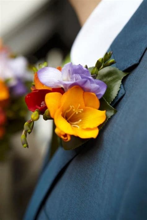 Orange Wedding Boutonniere For Groom Weddbook