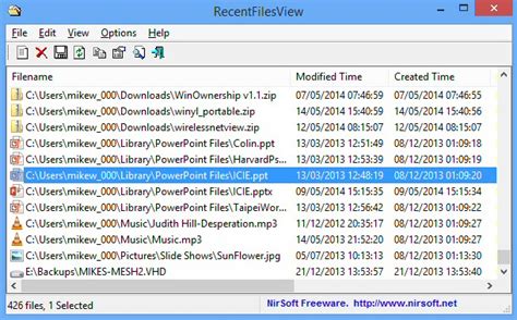 List Explorer’s recently opened files with RecentFilesView