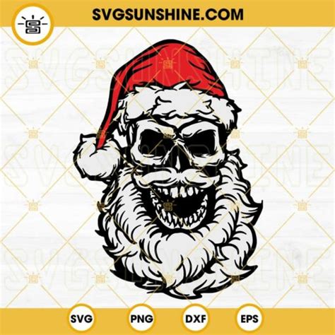 Skull Santa Claus Svg Skeleton Funny Gothic Christmas Horror Svg Dxf