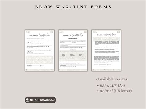 Brow Wax Consent Forms Brow Wax And Tint Business Bundle Consultation