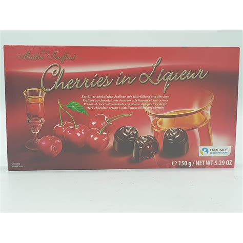 Maitre Truffout Dark Chocolate Pralines Cherries Liqueur 150g