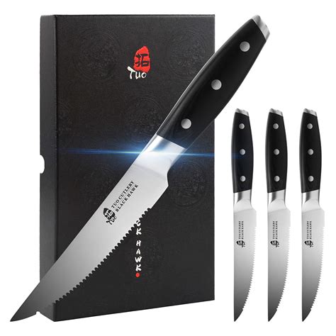 TUO Serrated Steak Knife 5 Inch Professional Kitchen Steak Knife Set