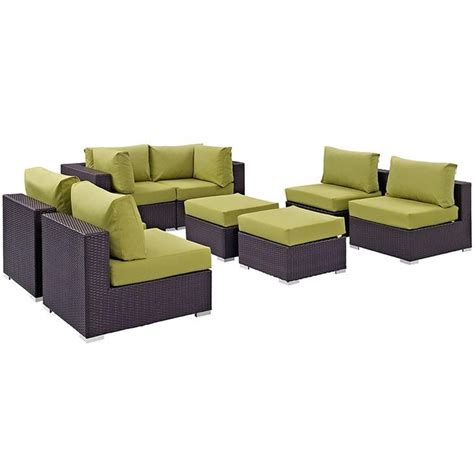 Modway Furniture Modern Convene 8 Piece Outdoor Patio Sectional Set