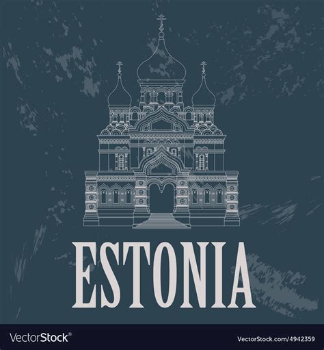 Estonia landmarks retro styled image Royalty Free Vector