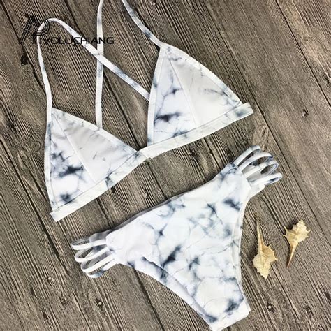 Rivoluchaing Marbling Marbled Bikini Double Sided High End Split