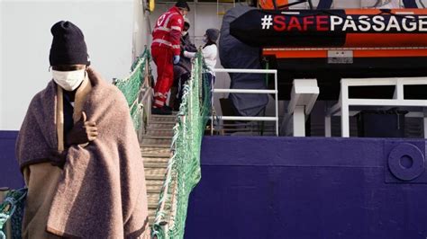 Rescue Completed Migrants Disembark From Msf Ship In Ancona