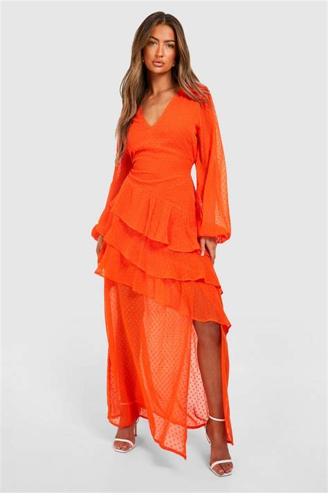 Dobby Plunge Maxi Dress Boohoo Uk