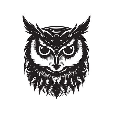 Owl Vintage Logo Line Art Concept Black And White Color Hand Drawn