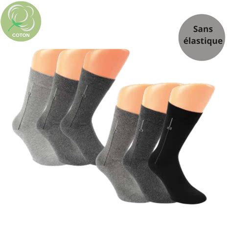 Chaussettes hommes en coton sans élastique lot de 3 paires