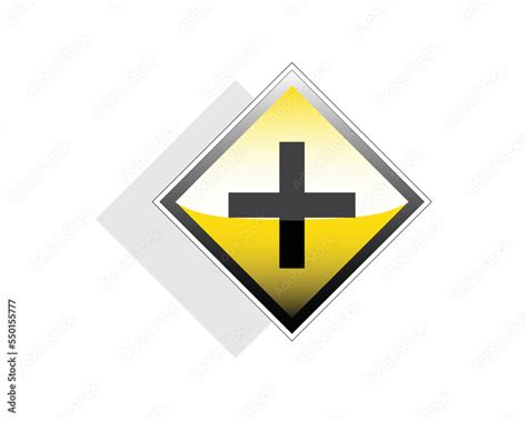 vector symbol   yellow intersection  sign serves  warn road