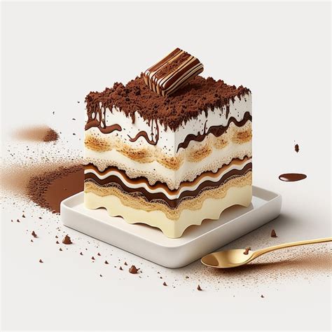 Premium Ai Image Tasty Tiramisu Italian Dessert Cake Isolated White