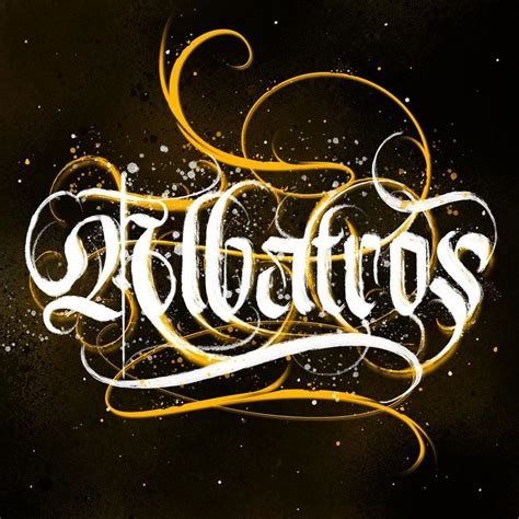 Calligraphie Albatros Fond Noir Tattoo