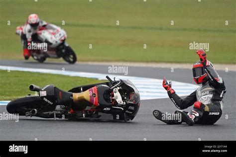 Albert Arenas Of Spain And Angel Nieto Team Crashes During A Moto3 Free