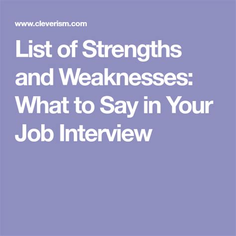 List Of Weaknesses For Job Interviews