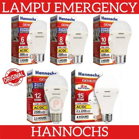 Jual HANNOCHS GENIUS Lampu Emergency AC DC 6 8 10 12 15 Watt Otomatis