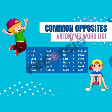 Common Opposites Antonyms Word List - Template 22