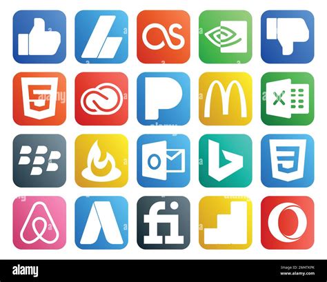 20 Social Media Icon Pack Including Css Outlook Cc Feedburner Excel