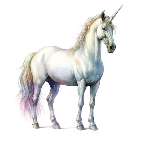 Premium Ai Image Painting Of A White Unicorn With A Long Mane And A