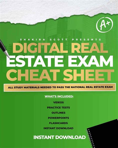 REAL ESTATE EXAM CHEAT SHEET (INSTANT DOWNLOAD) – SHAKVAULT DIGITALS