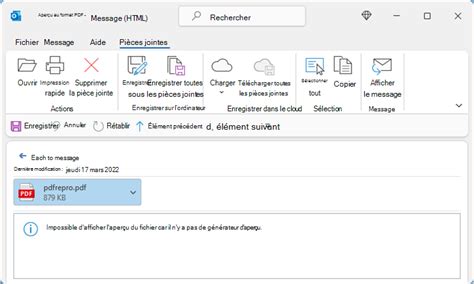 Erreur daperçu PDF Outlook impossible dafficher un aperçu de ce