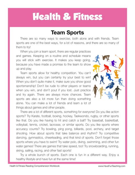 Reading Comprehension Worksheet Team Sports