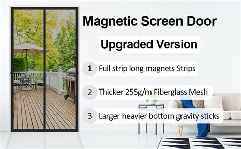 Upgraded Magnetic Screen Door Thicker G Fiberglass Mesh Full Strip