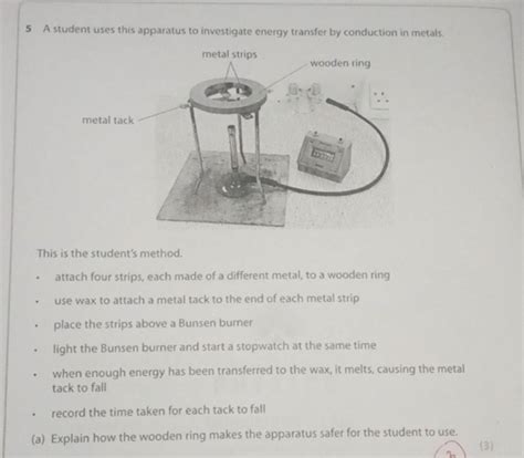 5 A Student Uses This Apparatus To Investigate Energy Transfer By Conduct