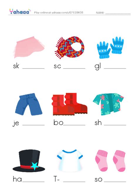 Free Worksheet On Clothes Vocabulary Yahaaa