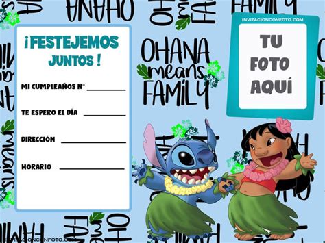 Invitaciones Lilo Y Stitch Con Foto Invitaciones De Cumplea Os