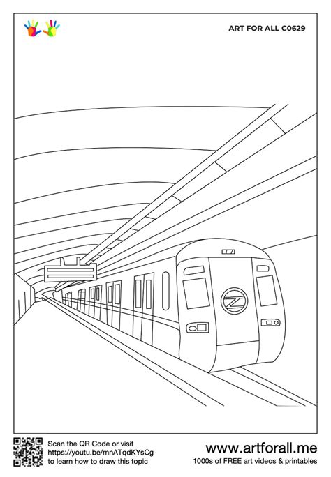 How to draw Delhi Metro Subway Train at Station