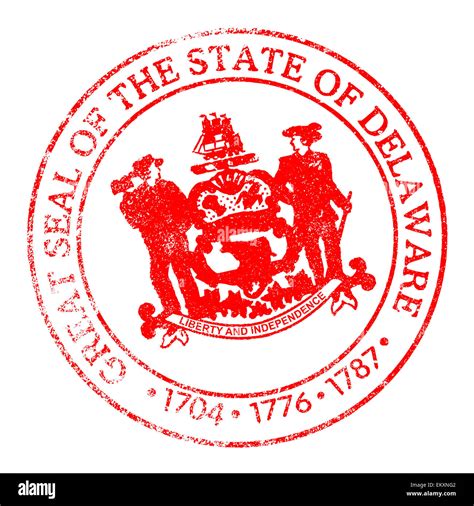 The State Seal Of Delaware As A Rubber Stamp Over A White Background