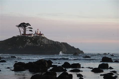 Battery Point Lighthouse High Tide View Stock Photo - Image of battery ...