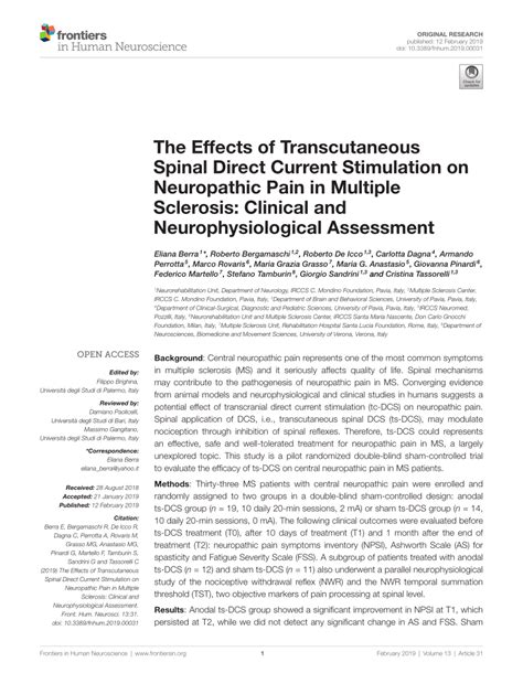 PDF The Effects Of Transcutaneous Spinal Direct Current Stimulation