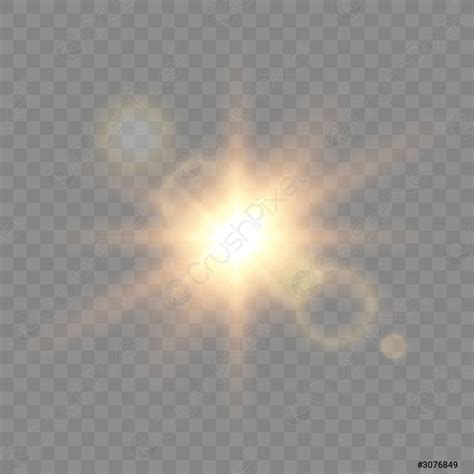 Shining Sun Bright Flash On Transparent Background Vector Stock